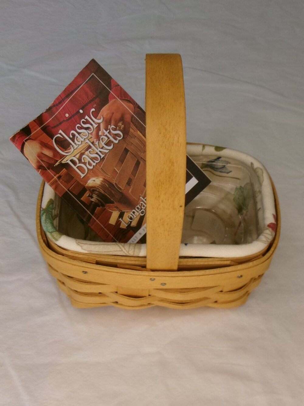 Longaberger Salt Pepper Basket 12044 with Floral Liner & Plastic Protector